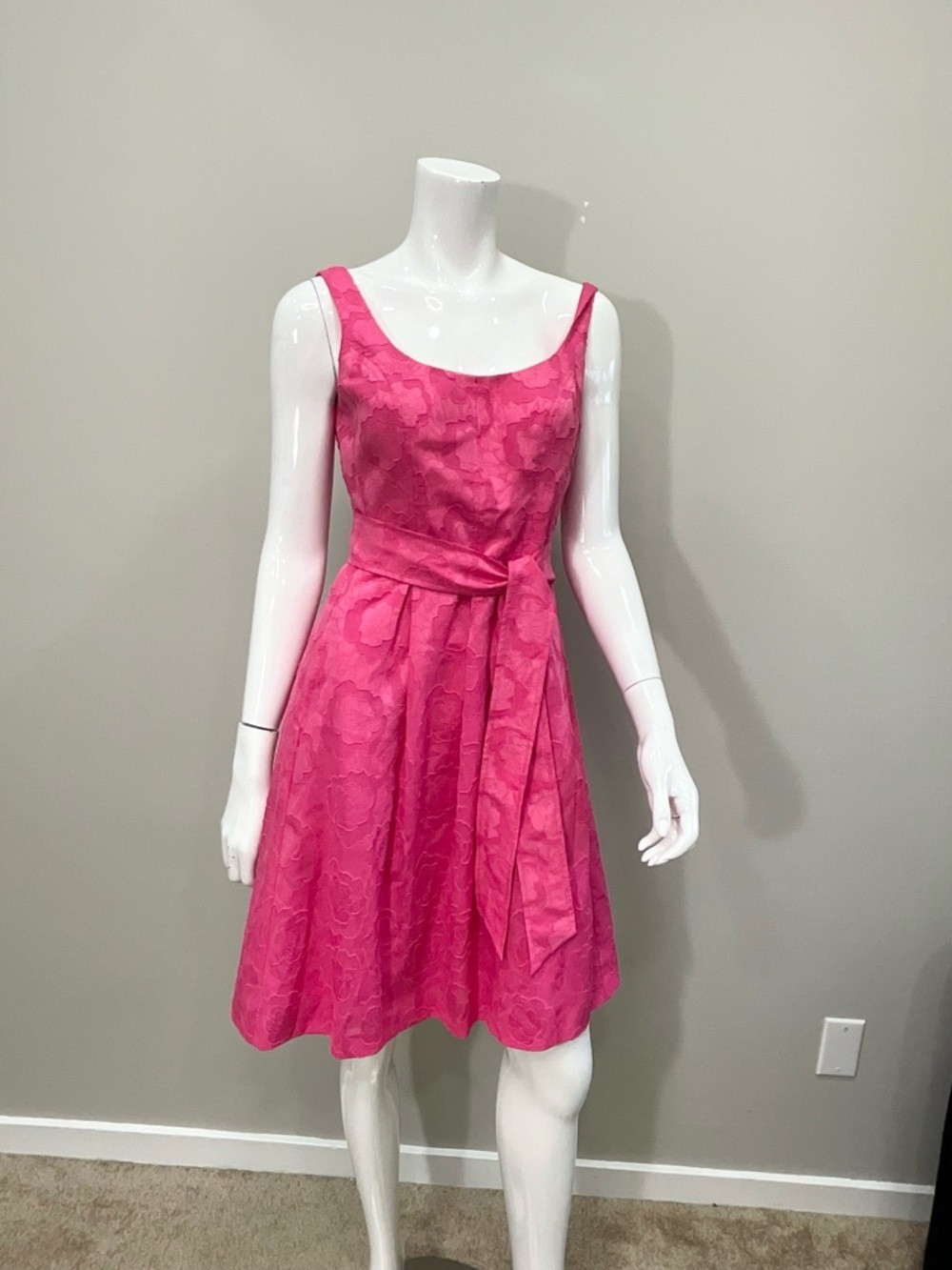 NINE WEST Hot Pink Fit & Flare Dress Wedding Guest Cocktail Party Mini 2